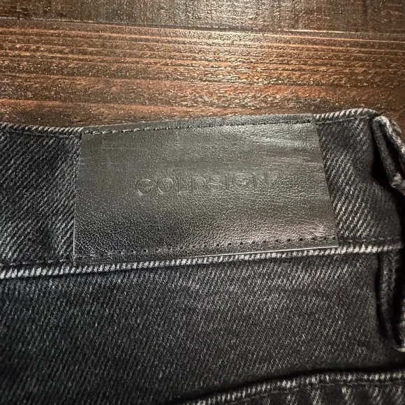 Goldsign‎ High Rise Straight Button Fly Jeans Tag 29" True 32" Black Orig $375 - Picture 9 of 15